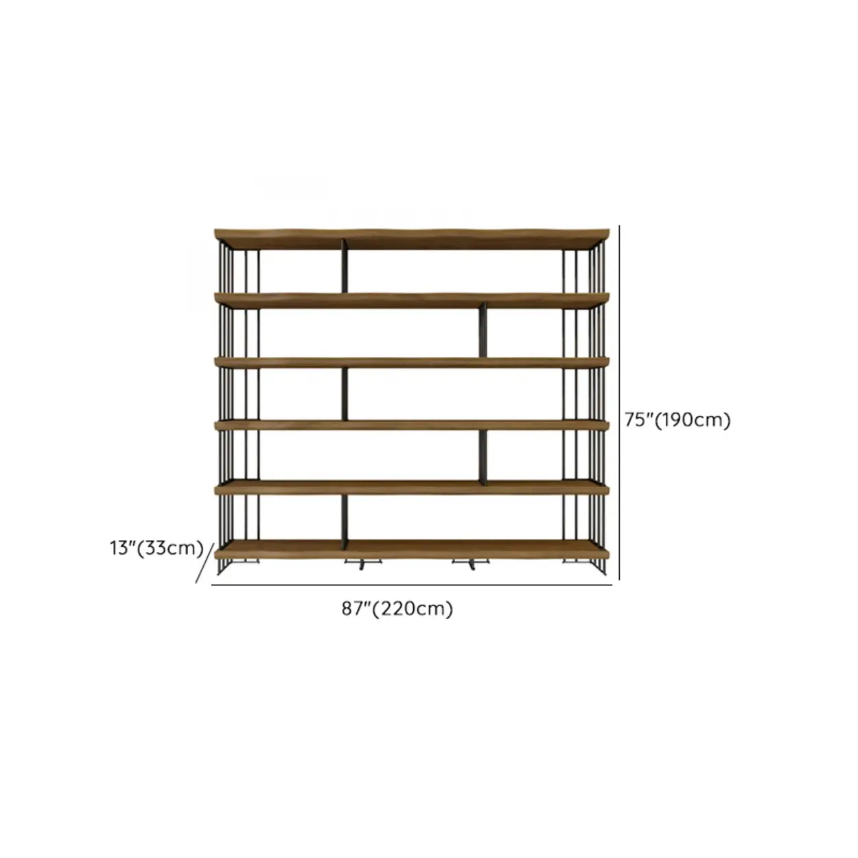 Rustic Open Pine Wood Rectangular Bookcase