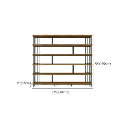 Rustic Open Pine Wood Rectangular Bookcase