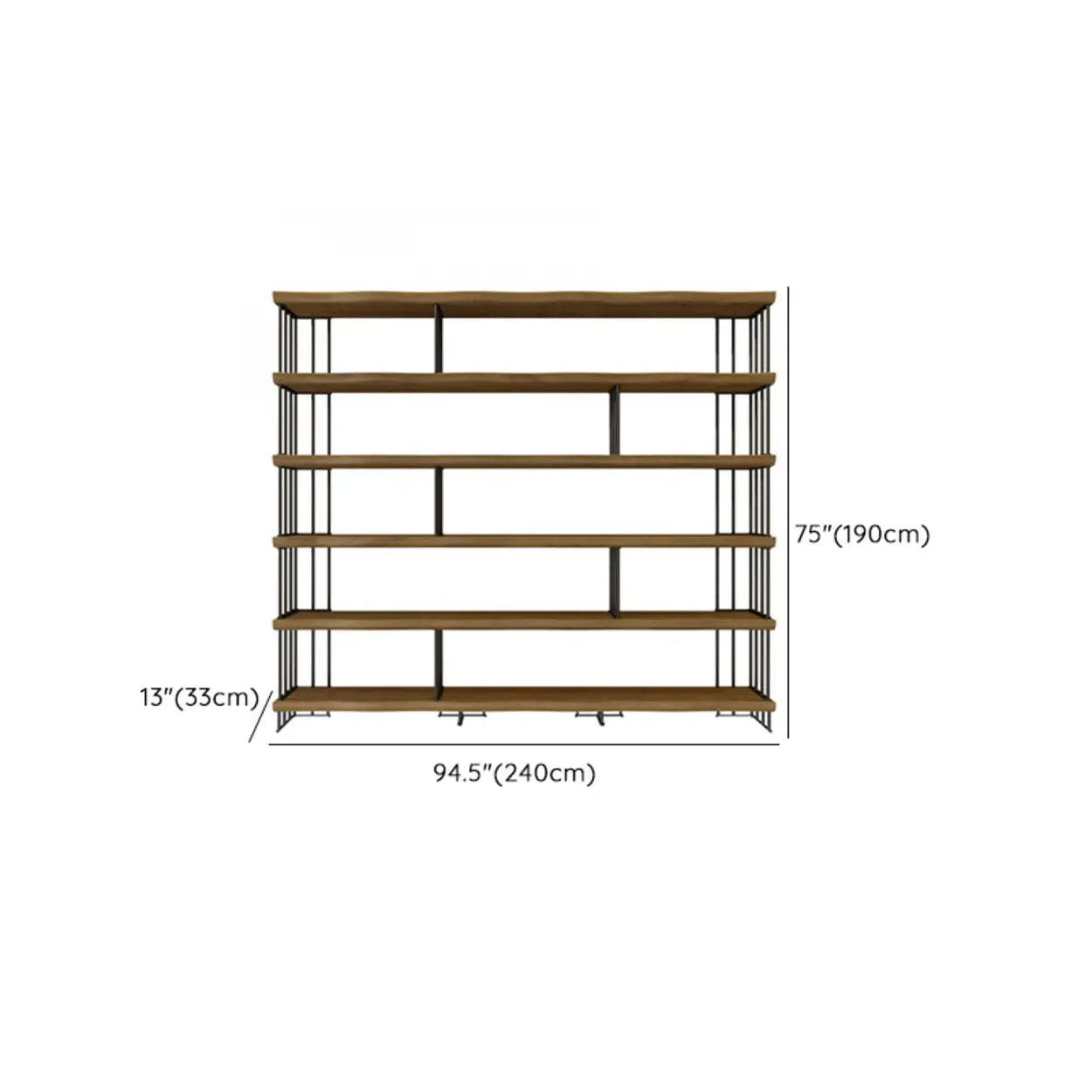 Rustic Open Pine Wood Rectangular Bookcase