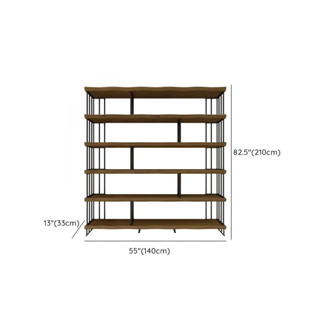 Rustic Open Pine Wood Rectangular Bookcase