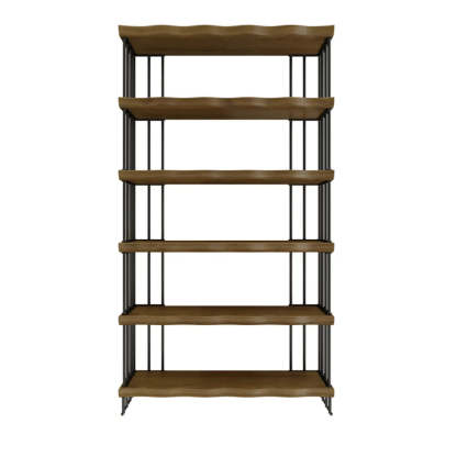 Rustic Open Pine Wood Rectangular Bookcase