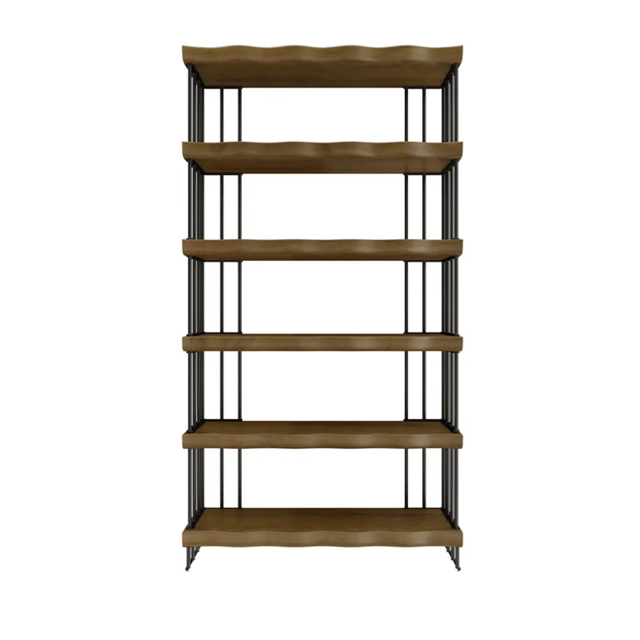 Rustic Open Pine Wood Rectangular Bookcase