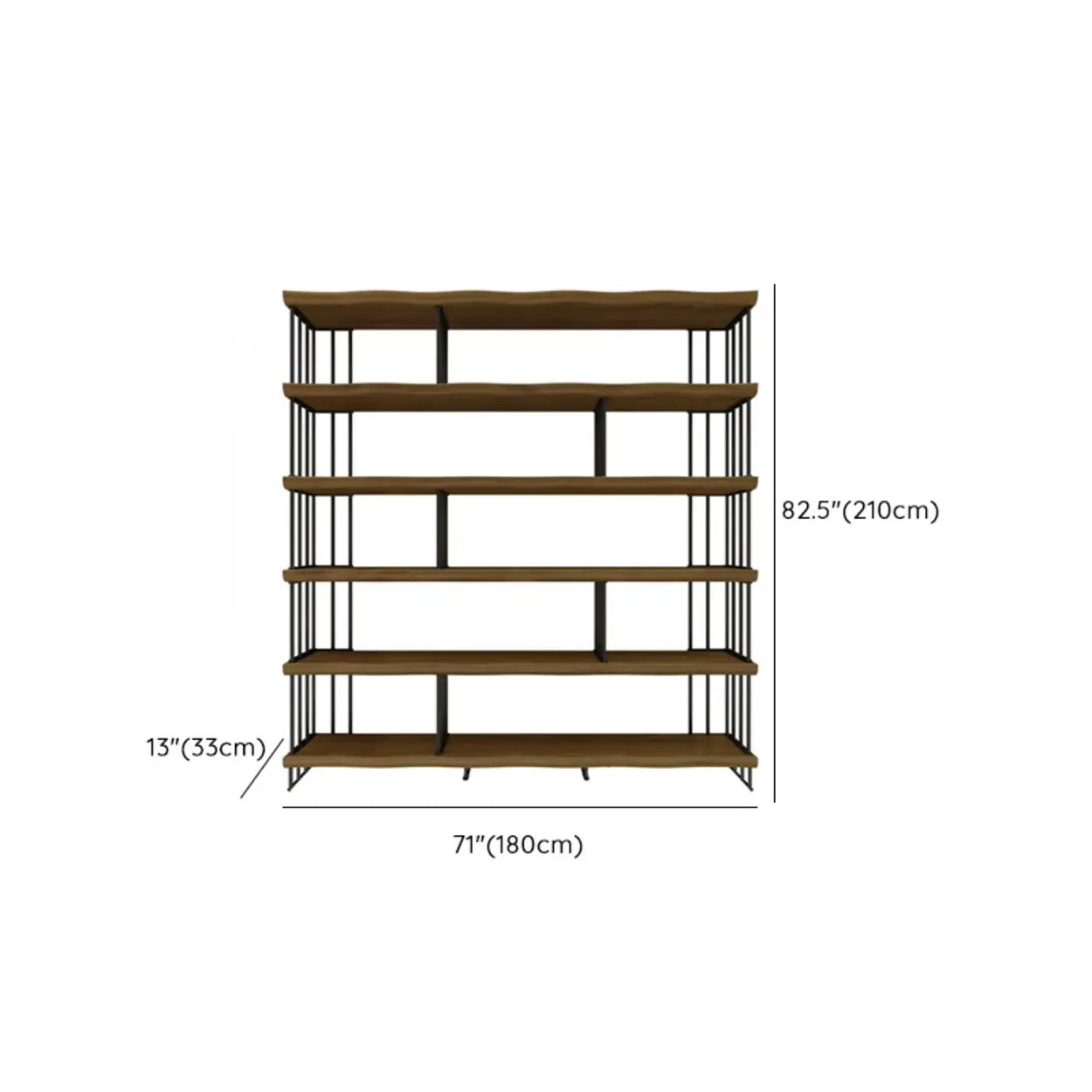 Rustic Open Pine Wood Rectangular Bookcase