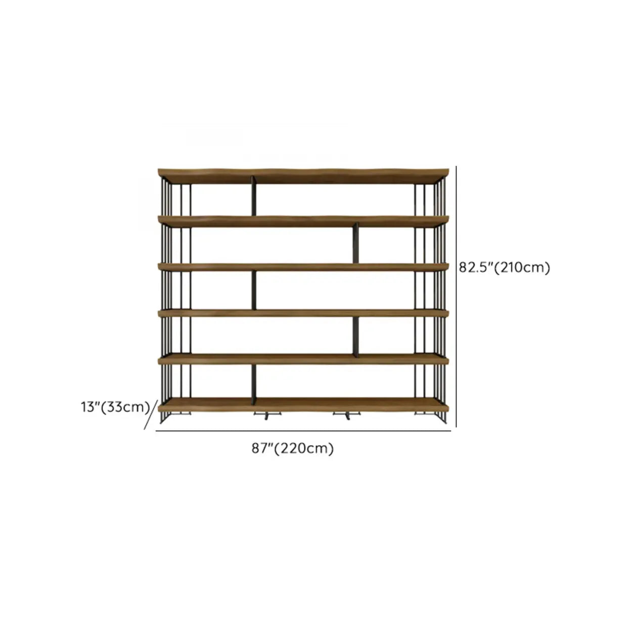 Rustic Open Pine Wood Rectangular Bookcase