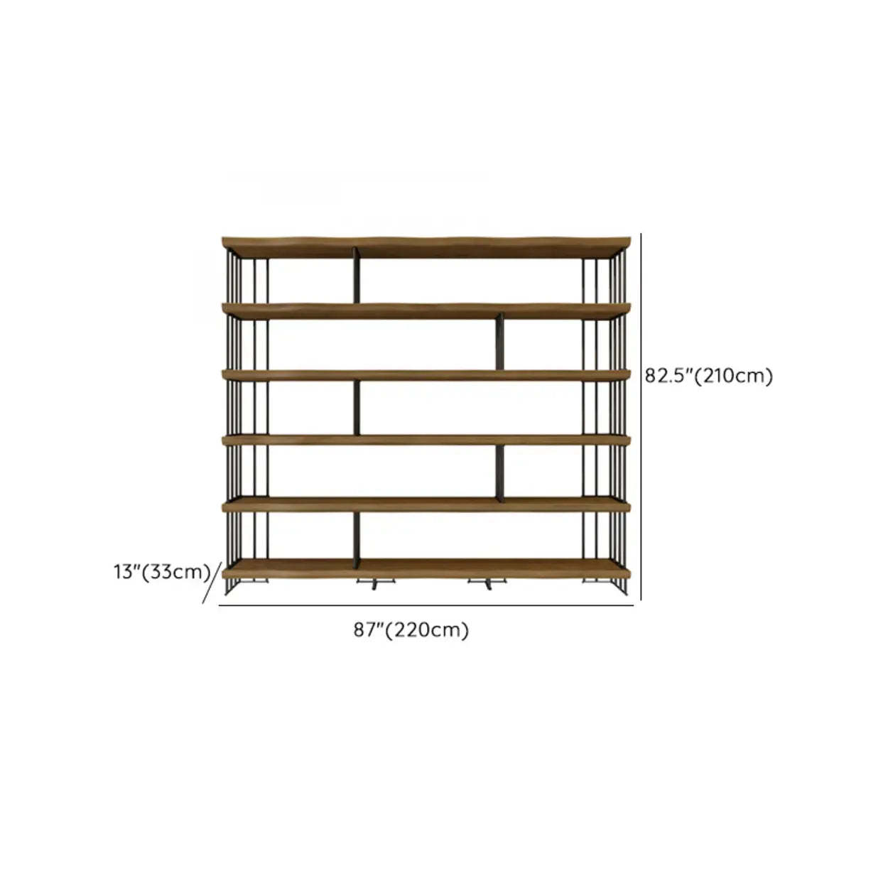 Rustic Open Pine Wood Rectangular Bookcase