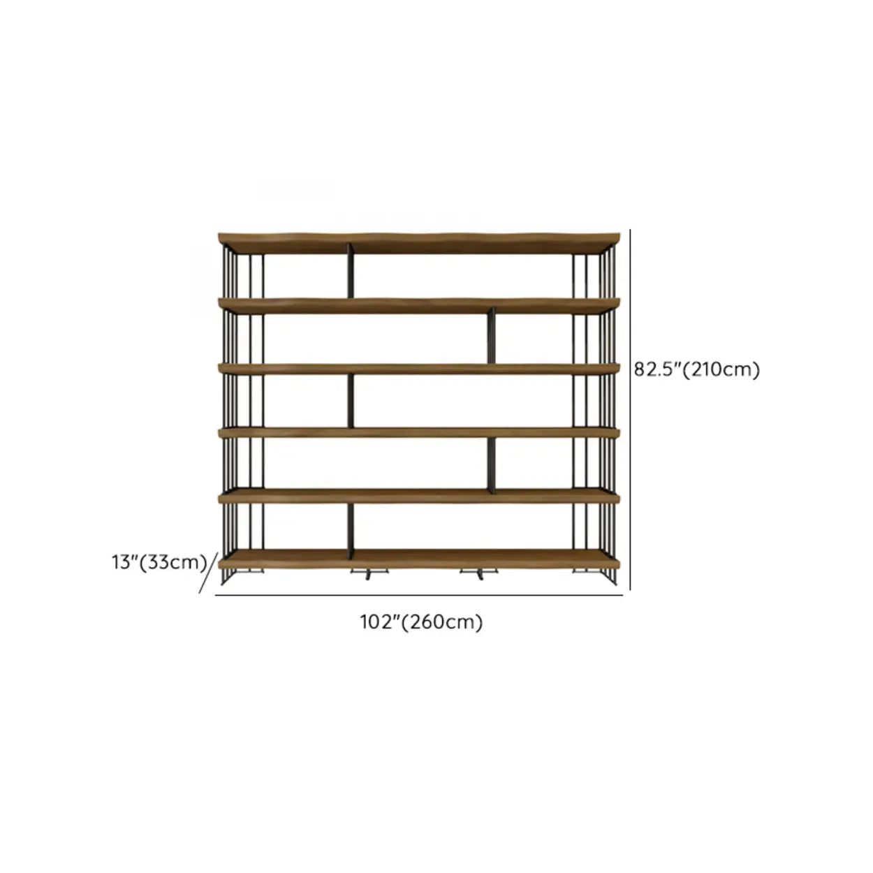 Rustic Open Pine Wood Rectangular Bookcase