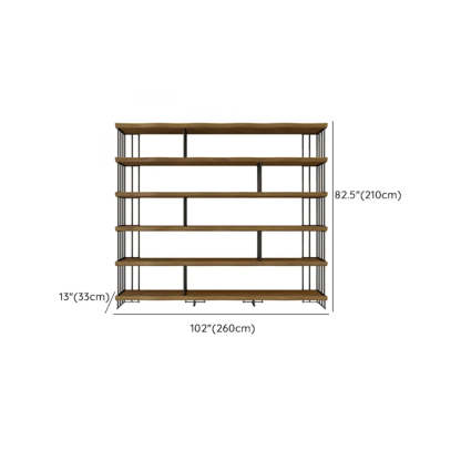 Rustic Open Pine Wood Rectangular Bookcase