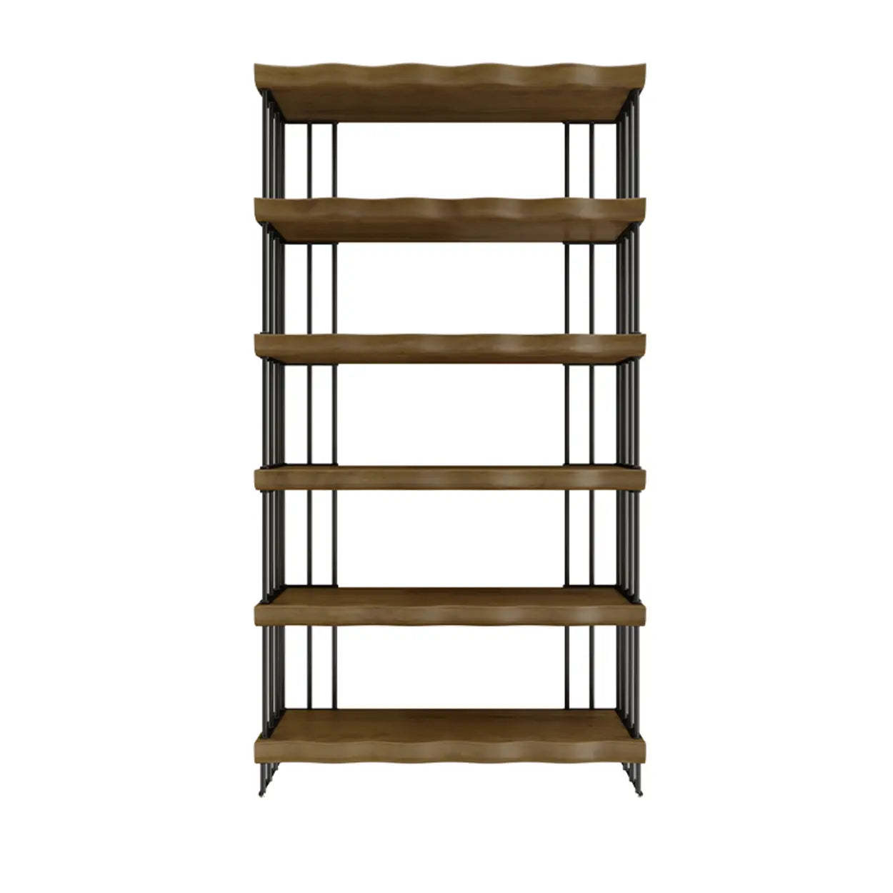 Rustic Open Pine Wood Rectangular Bookcase