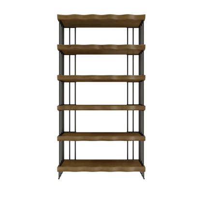 Rustic Open Pine Wood Rectangular Bookcase