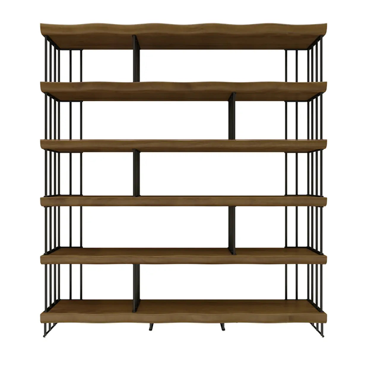 Rustic Open Pine Wood Rectangular Bookcase