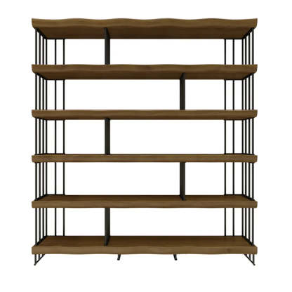 Rustic Open Pine Wood Rectangular Bookcase
