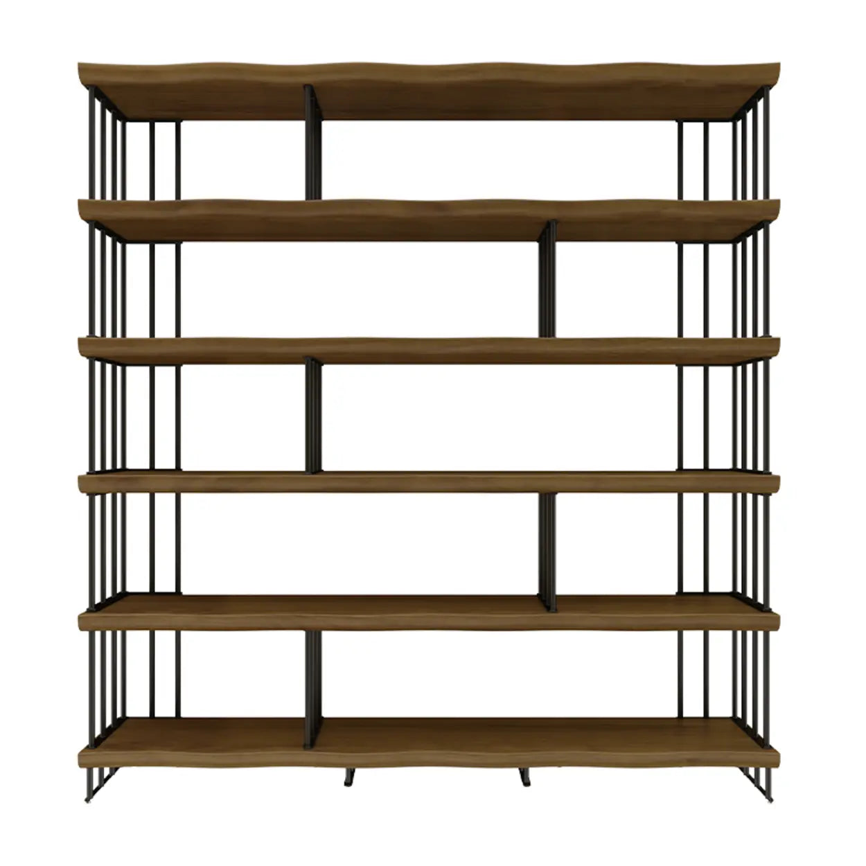 Rustic Open Pine Wood Rectangular Bookcase