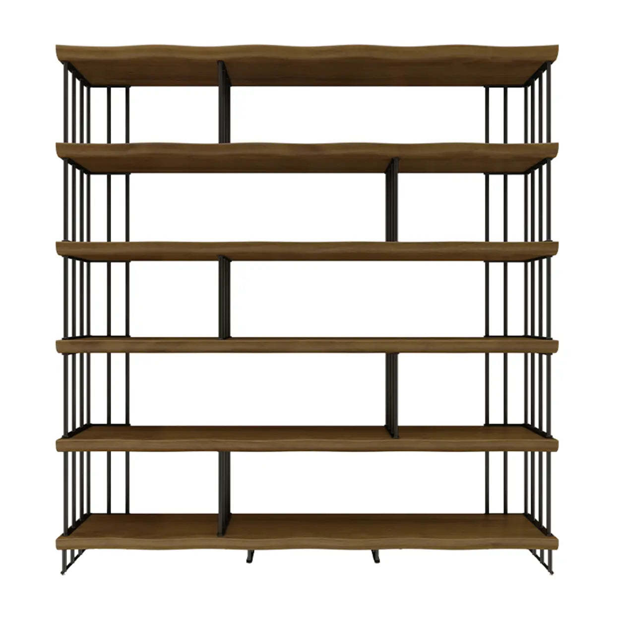 Rustic Open Pine Wood Rectangular Bookcase