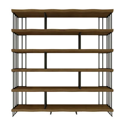 Rustic Open Pine Wood Rectangular Bookcase