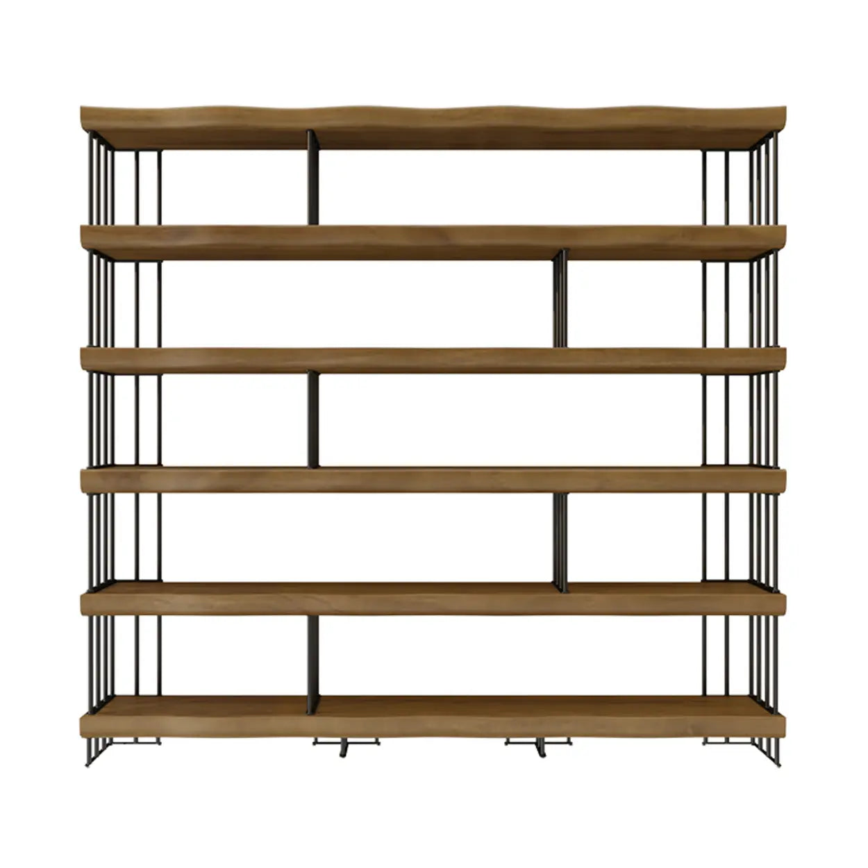 Rustic Open Pine Wood Rectangular Bookcase