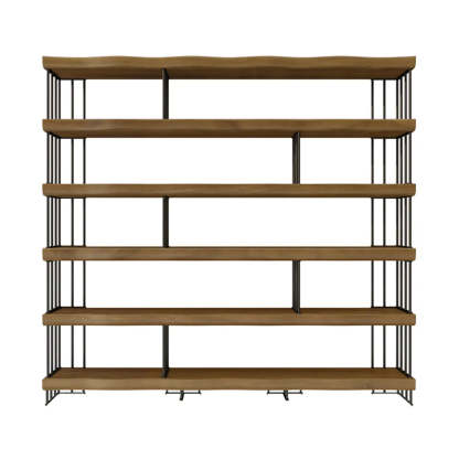 Rustic Open Pine Wood Rectangular Bookcase
