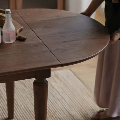 Rustic Brown Oval Walnut Extendable Dining Table