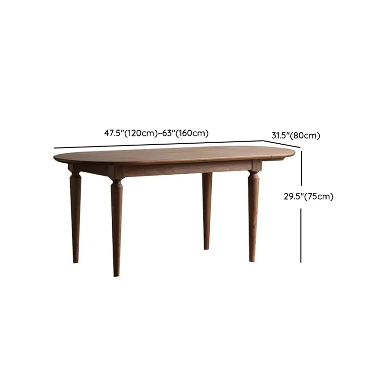 Rustic Brown Oval Walnut Extendable Dining Table