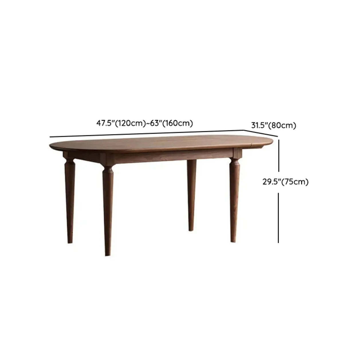 Rustic Brown Oval Walnut Extendable Dining Table
