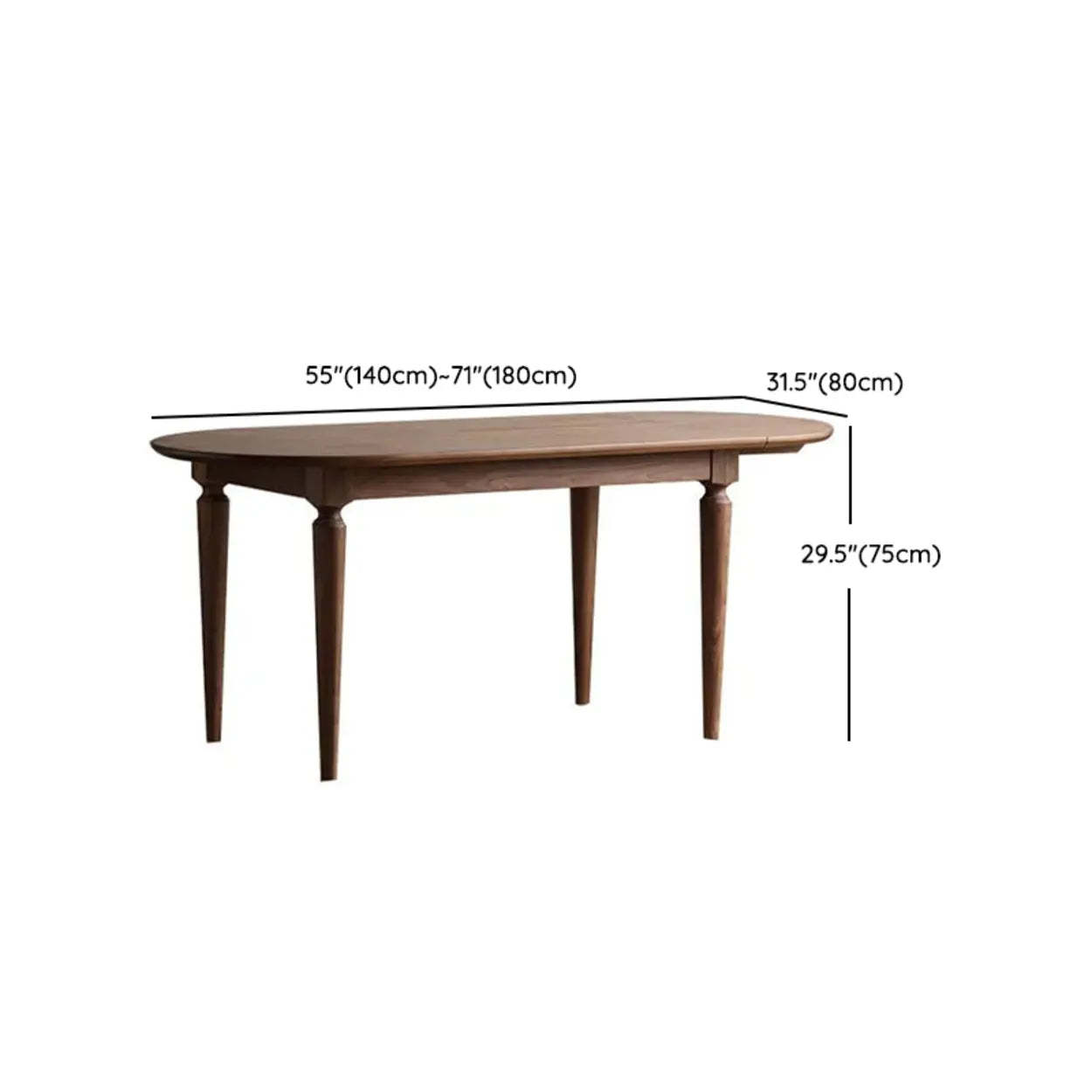 Rustic Brown Oval Walnut Extendable Dining Table