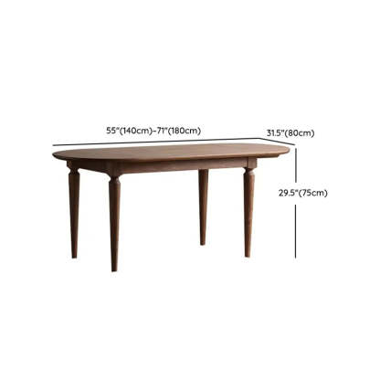 Rustic Brown Oval Walnut Extendable Dining Table