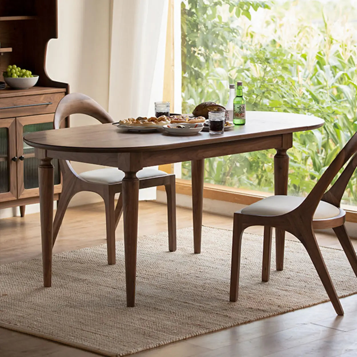 Rustic Brown Oval Walnut Extendable Dining Table — Table Only
