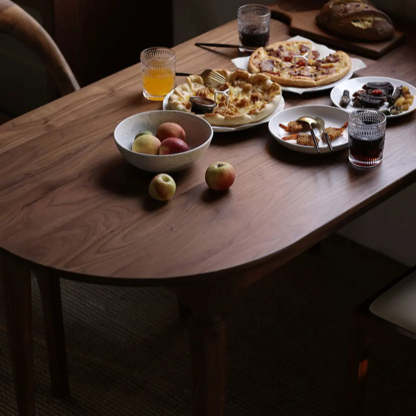 Rustic Brown Oval Walnut Extendable Dining Table