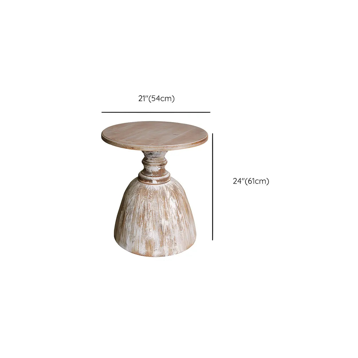 Rustic Distressed Wood Small Round Side Table