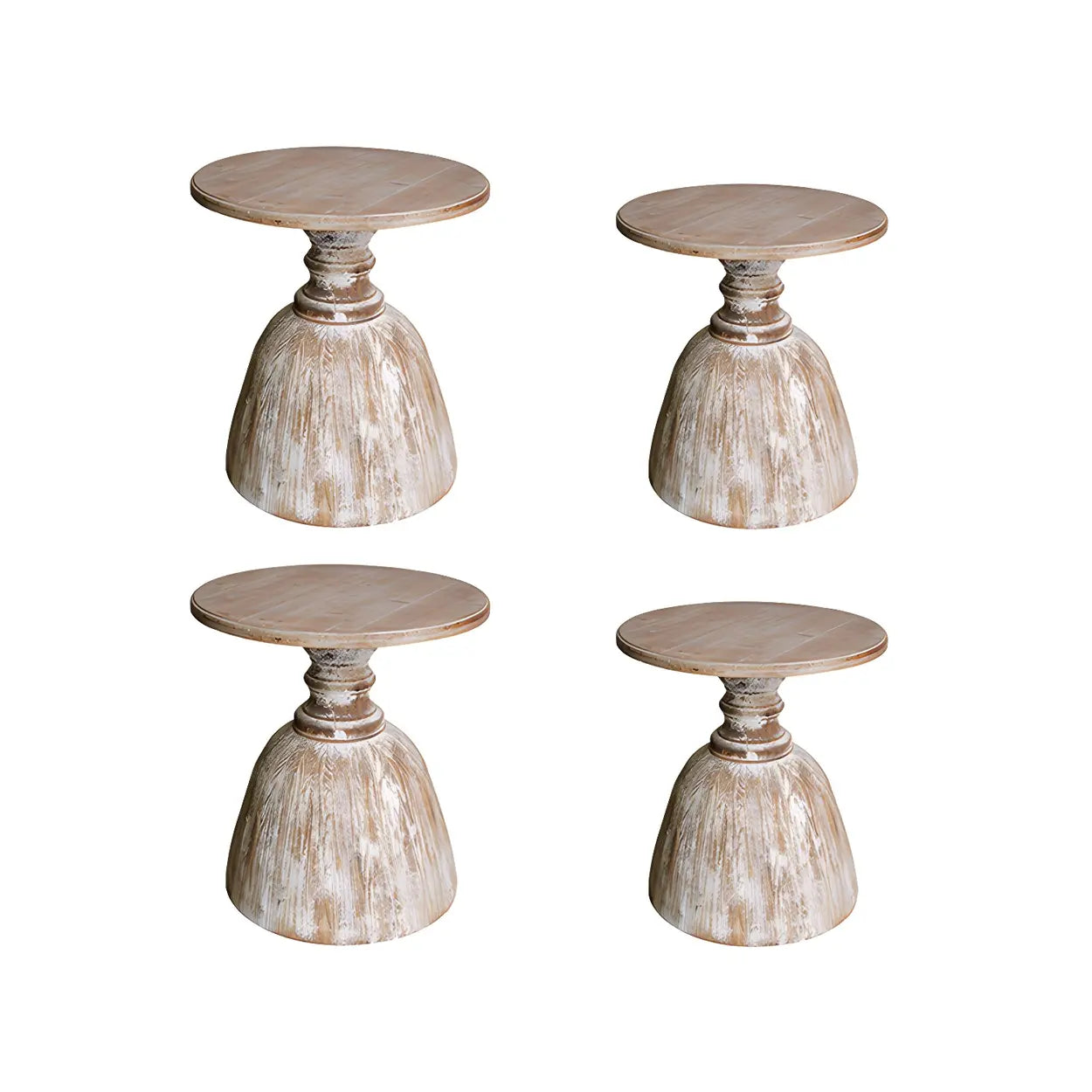 Rustic Distressed Wood Small Round Side Table