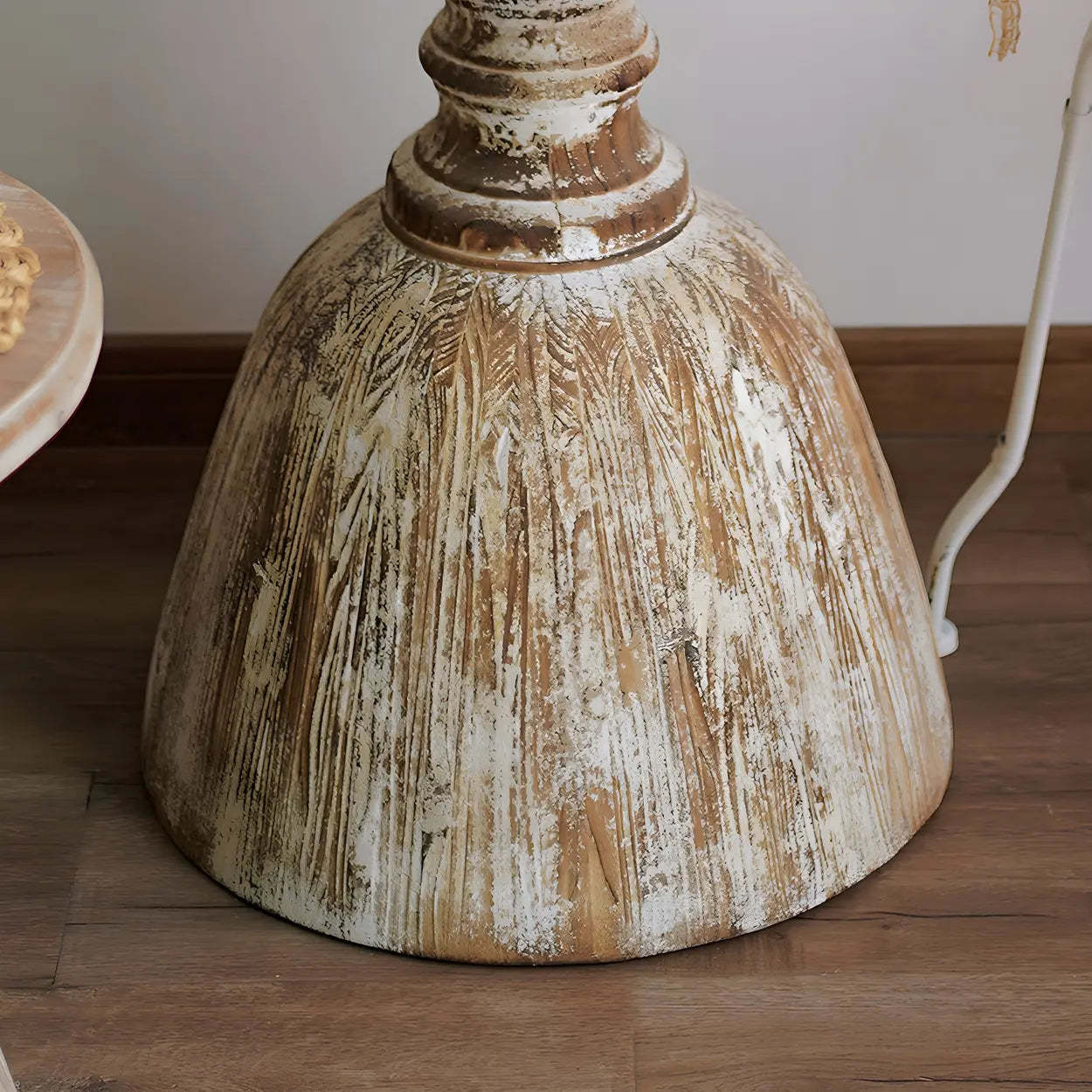 Rustic Distressed Wood Small Round Side Table