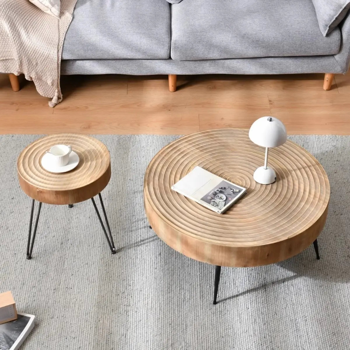 Rustic Distressed Pine Round Coffee Table