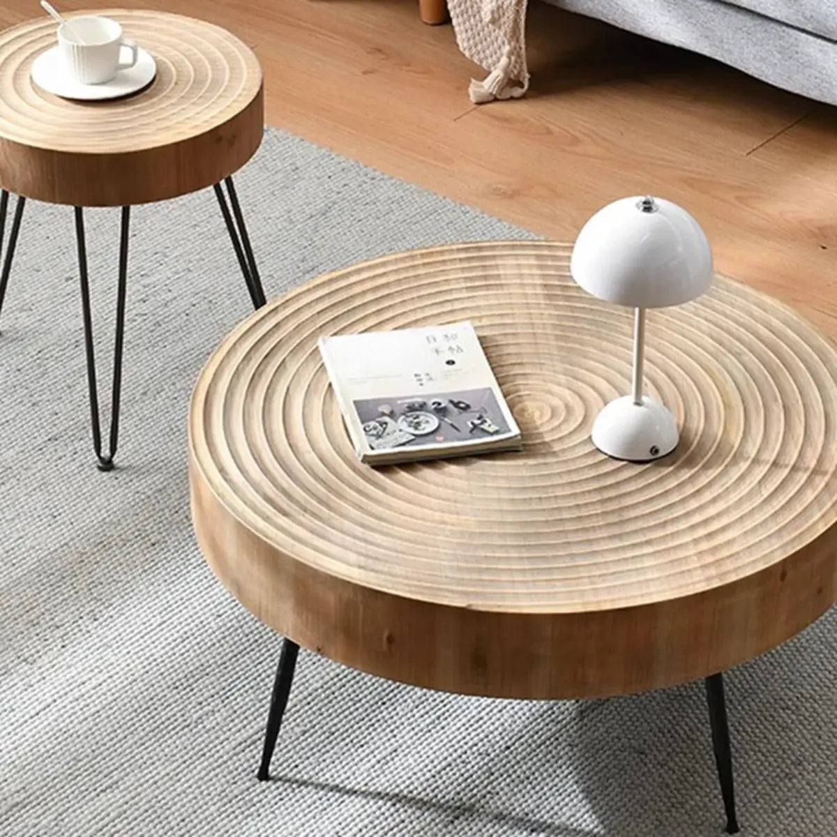 Rustic Distressed Pine Round Coffee Table