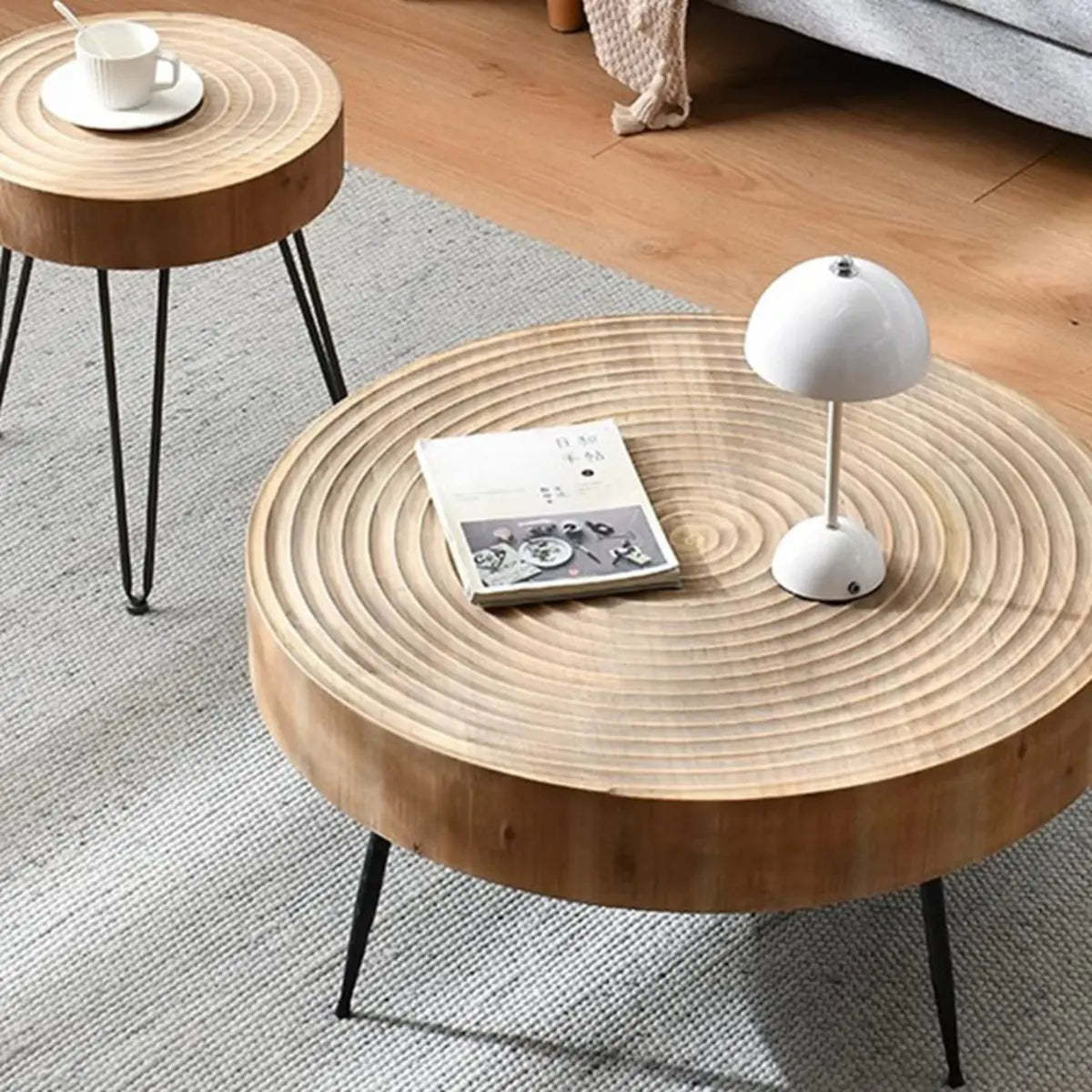 Rustic Distressed Pine Round Coffee Table