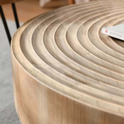 Rustic Distressed Pine Round Coffee Table
