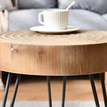 Rustic Distressed Pine Round Coffee Table