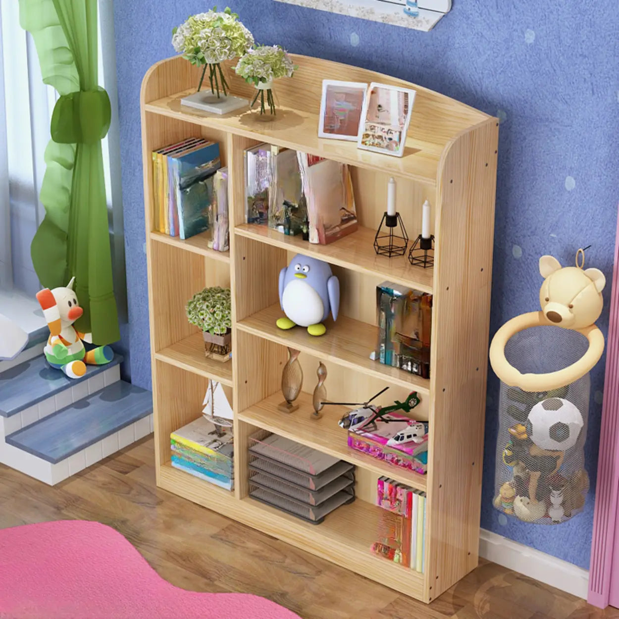Rustic Pine Closed Back Wood Bookcase