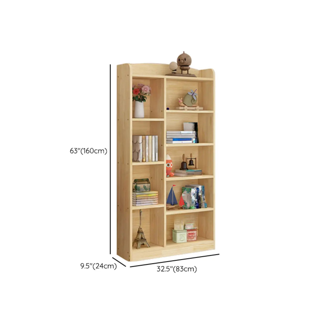 Rustic Pine Closed Back Wood Bookcase