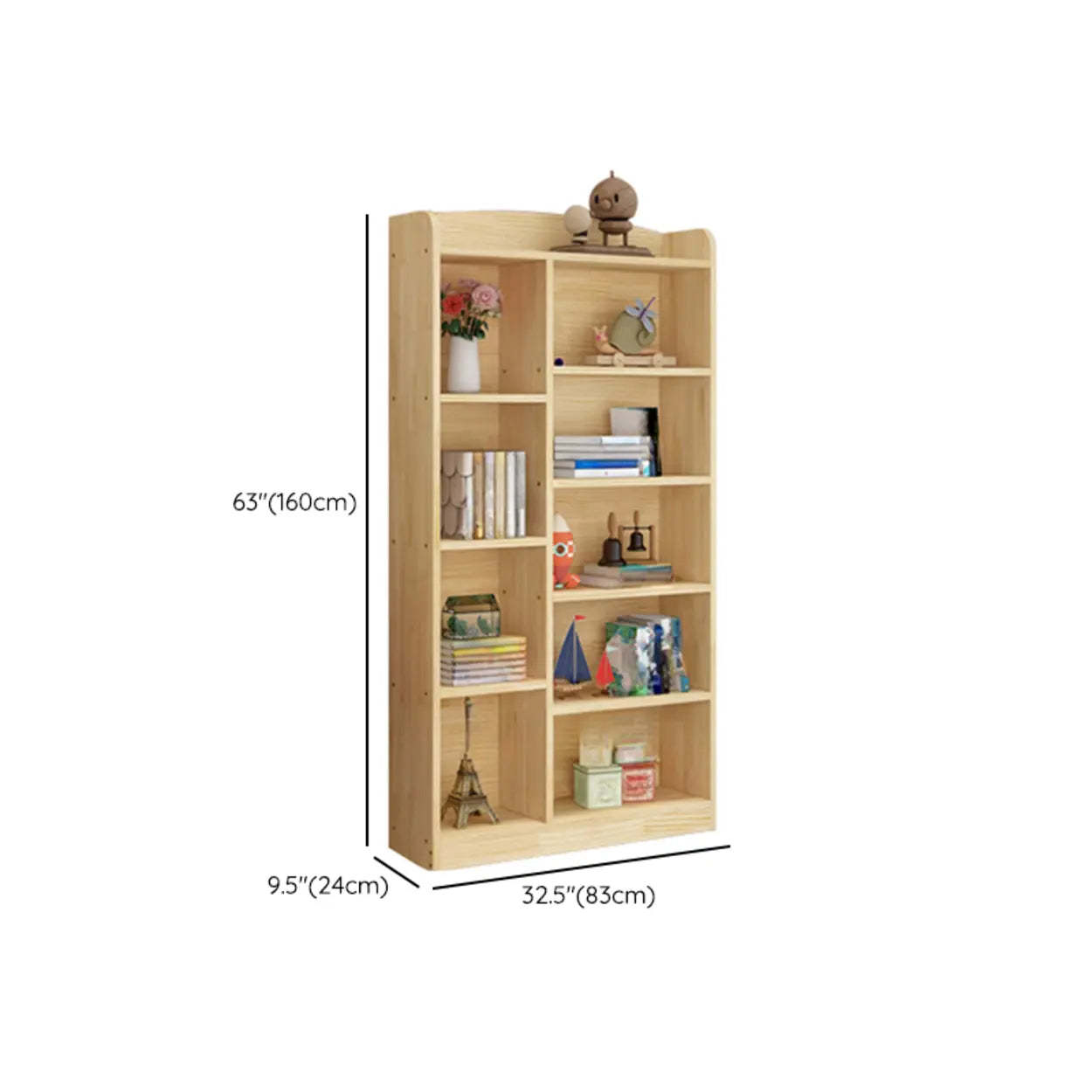 Rustic Pine Closed Back Wood Bookcase