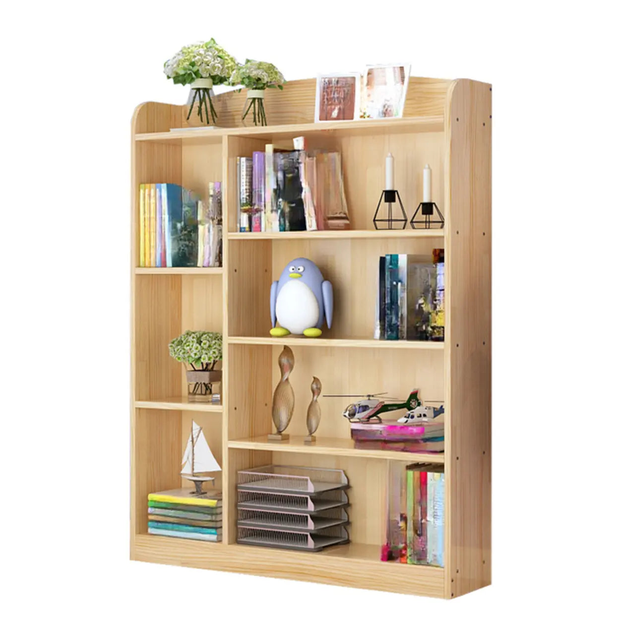 Rustic Pine Closed Back Wood Bookcase — Cabinet Not Included