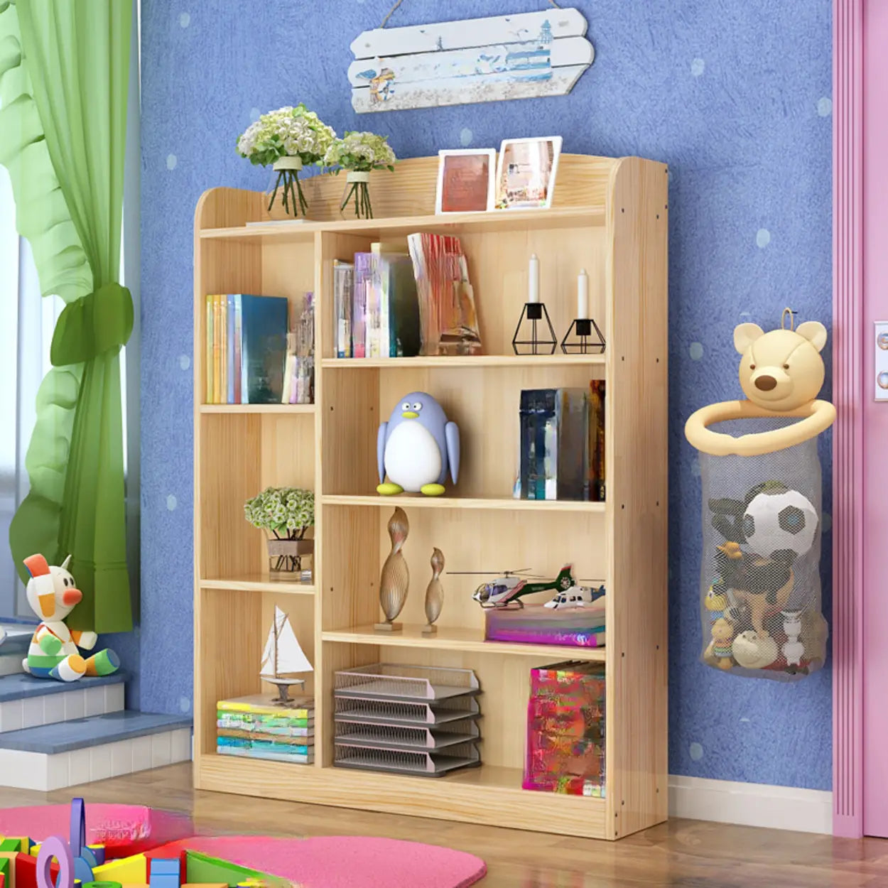 Rustic Pine Closed Back Wood Bookcase — Cabinet Not Included