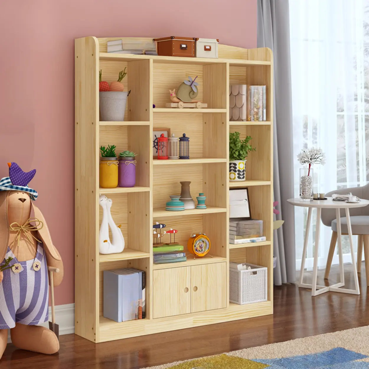 Rustic Pine Closed Back Wood Bookcase