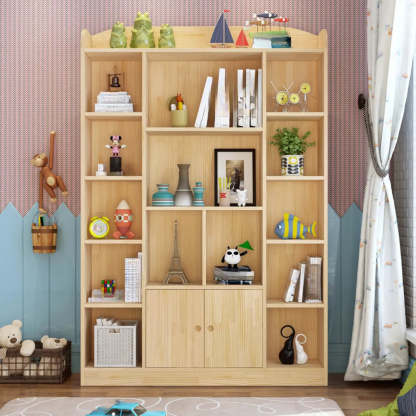 Rustic Pine Closed Back Wood Bookcase
