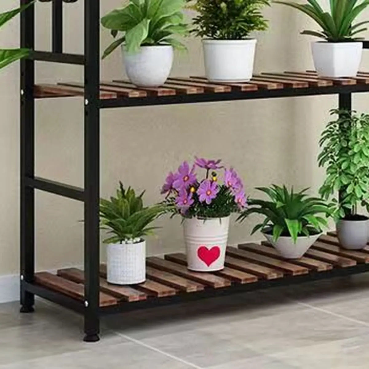 Rustic Black Pine Rectangular Plant Stand