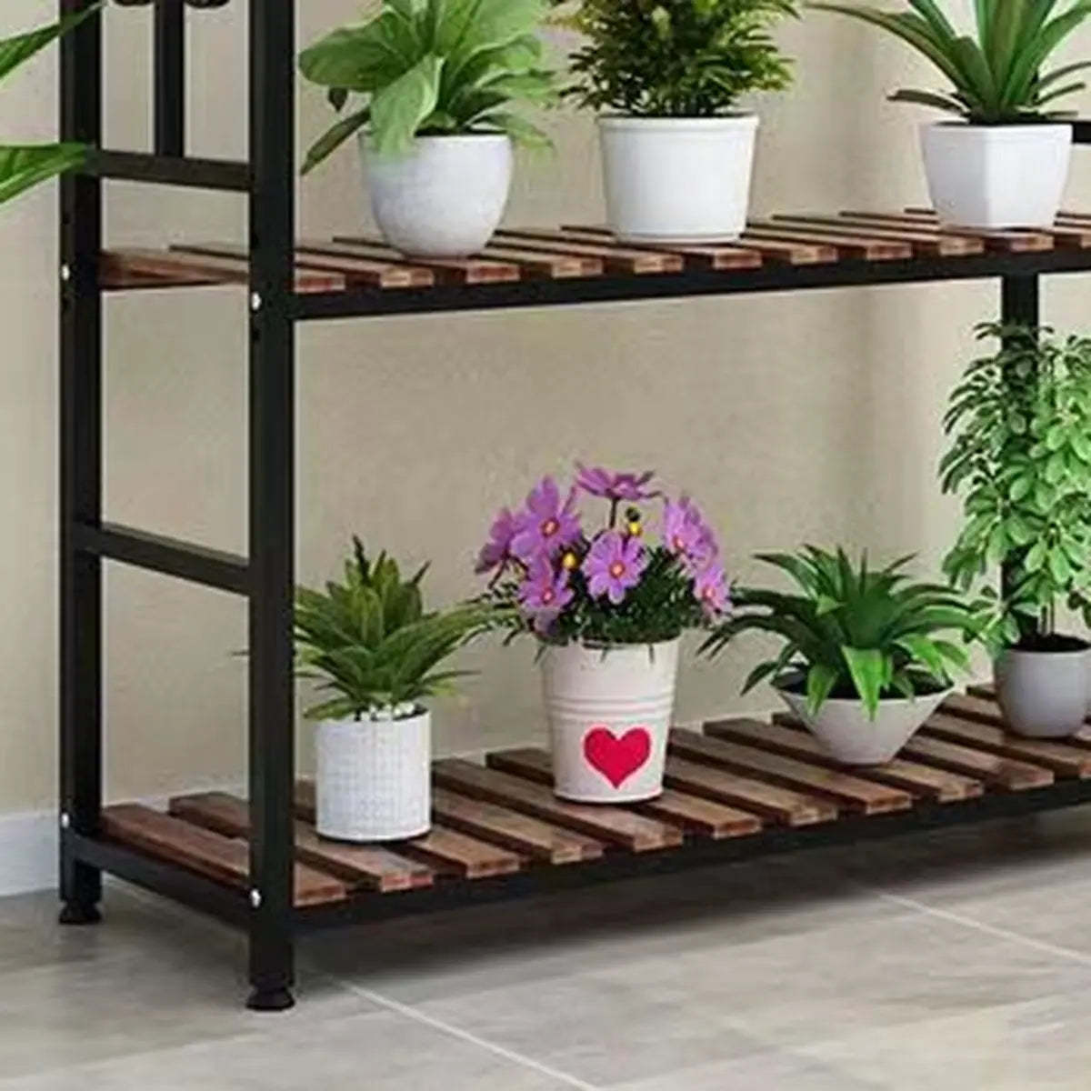 Rustic Black Pine Rectangular Plant Stand