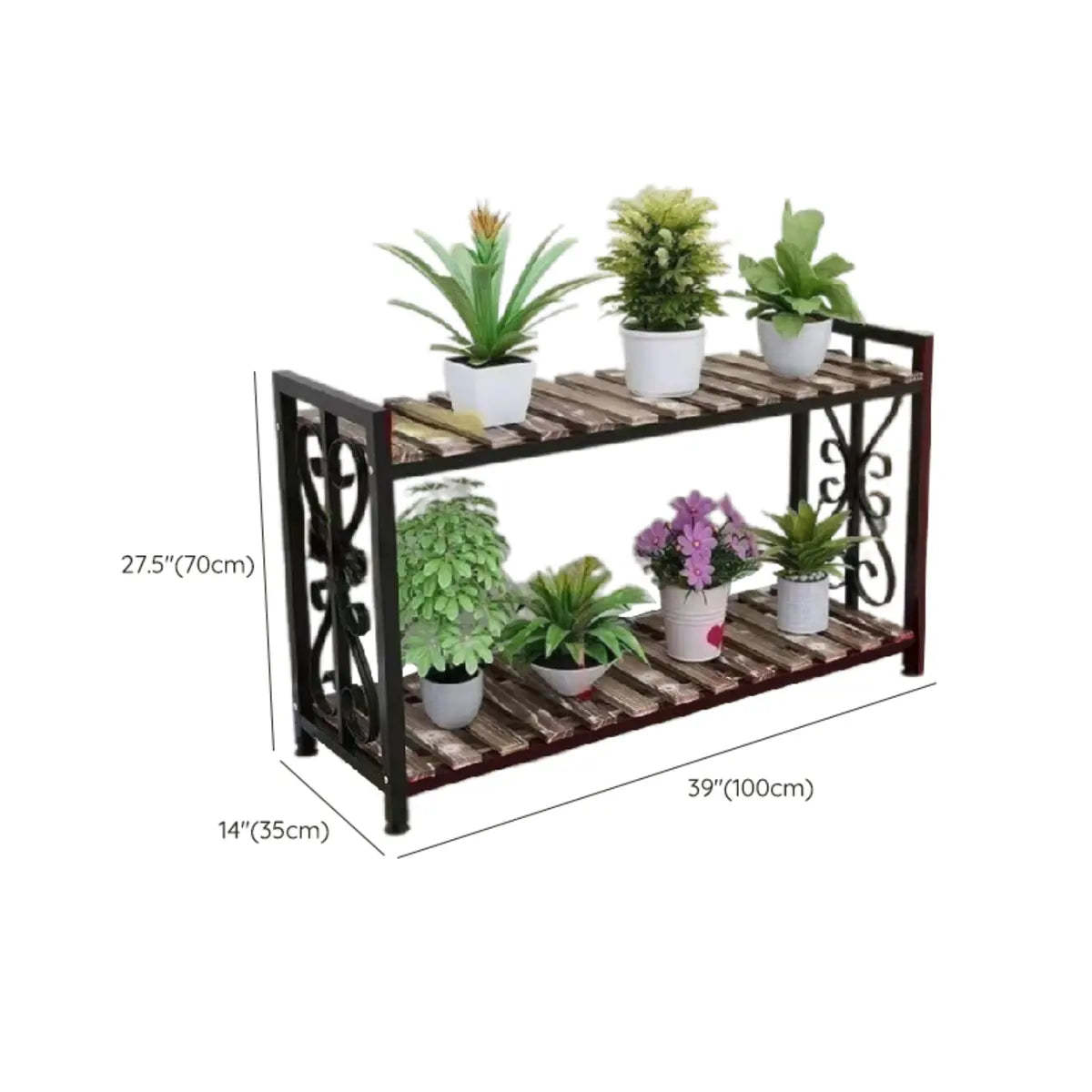 Rustic Black Pine Rectangular Plant Stand