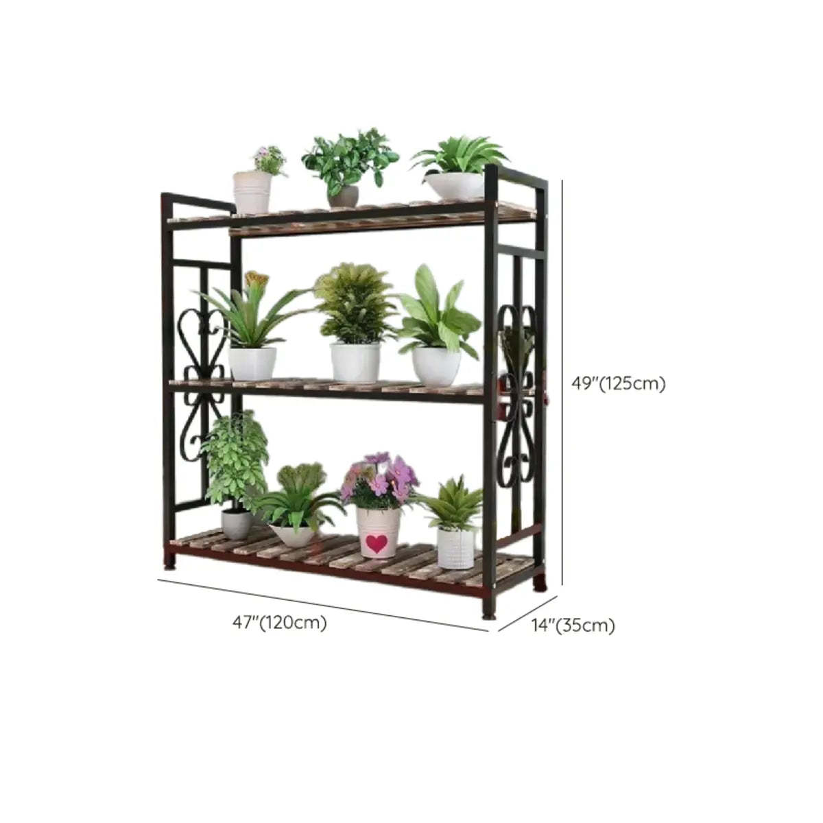 Rustic Black Pine Rectangular Plant Stand
