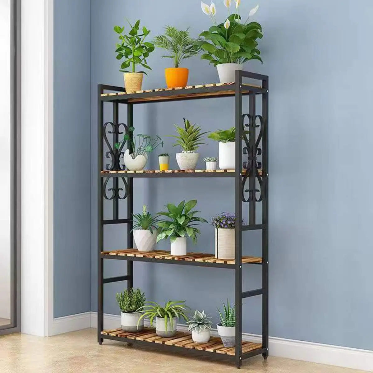 Rustic Black Pine Rectangular Plant Stand
