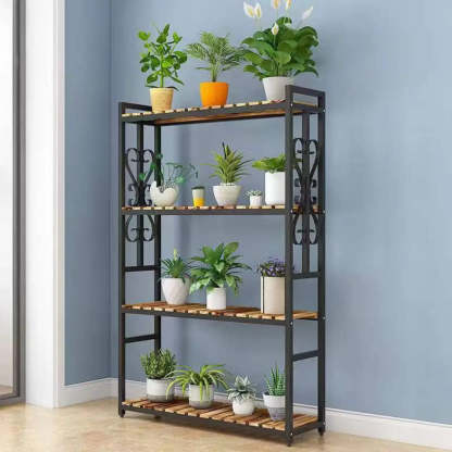 Rustic Black Pine Rectangular Plant Stand