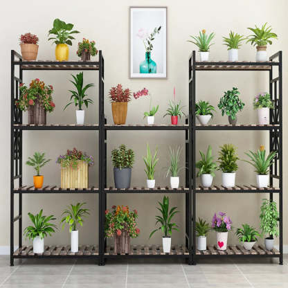 Rustic Black Pine Rectangular Plant Stand