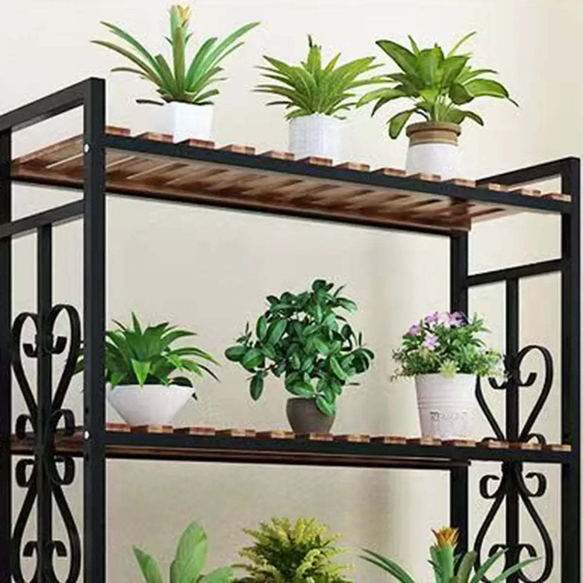 Rustic Black Pine Rectangular Plant Stand